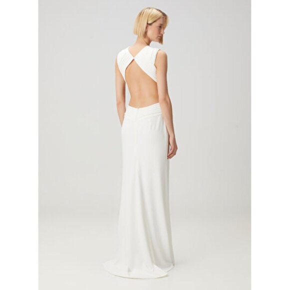 TADASHI SHOJI Tenney Maxi Evening Dress in White Size Medium - Picture 9 of 9